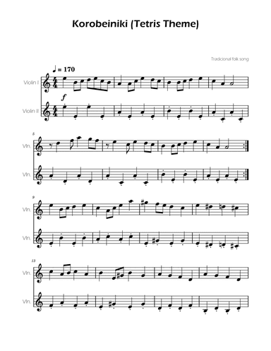 Tetris Theme for Violin Duet