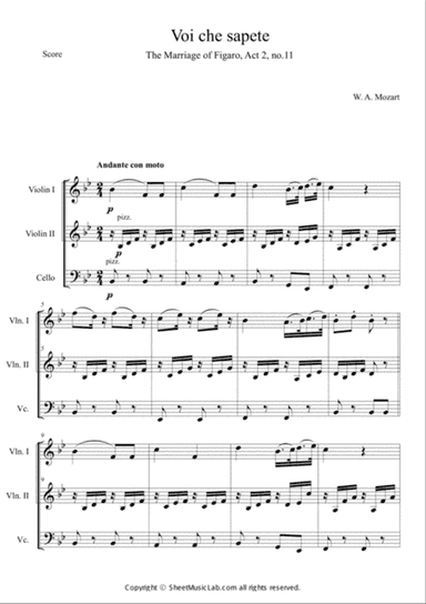 Voi che sapete (The Marriage of Figaro, Act 2 no.11)