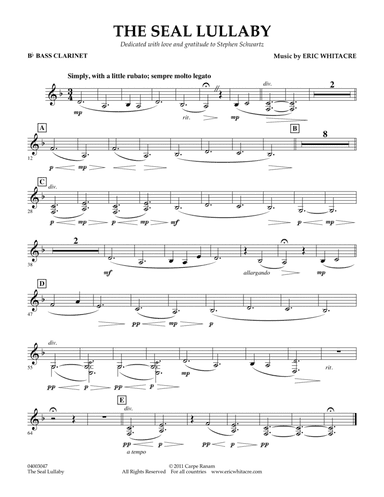 The Seal Lullaby - Bb Bass Clarinet