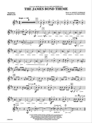The James Bond Theme (from Die Another Day): (wp) 1st Horn in E-flat