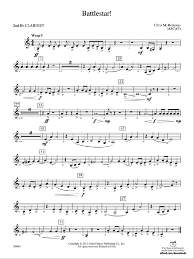 Battlestar!: 2nd B-flat Clarinet