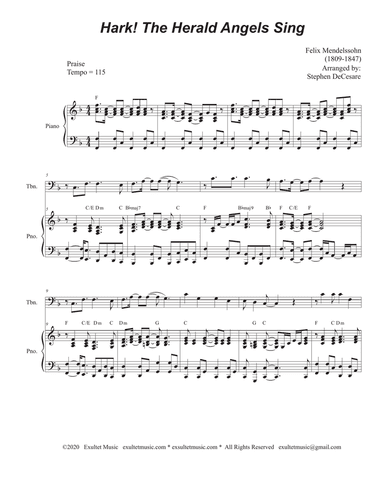 Hark! The Herald Angels Sing (Trombone solo and Piano)