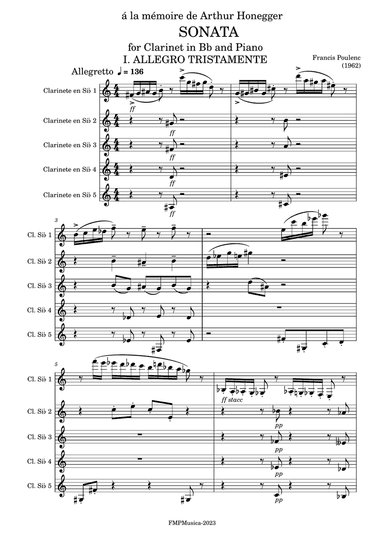Sonata para clarinete en sib y piano. F. Poulenc