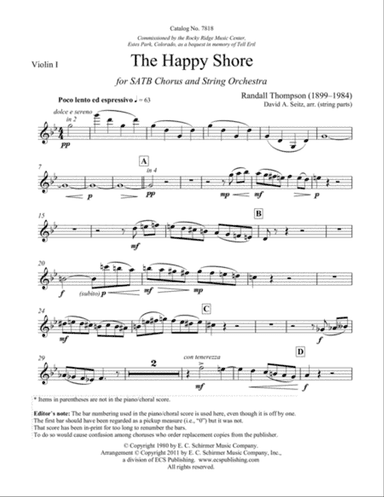 Five Love Songs: 5. The Happy Shore (Downloadable Instrumental Parts)
