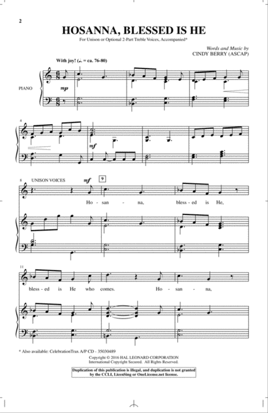 Hosanna, Blessed Is He