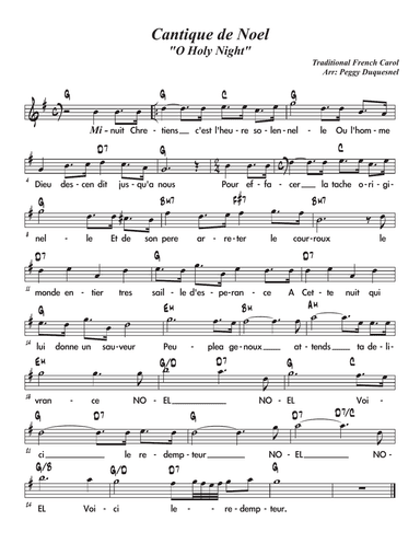 Cantique de Noel / O Holy Night - Key of G