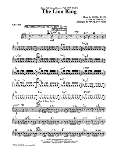 The Lion King (Medley) (arr. Mark Brymer) - Guitar