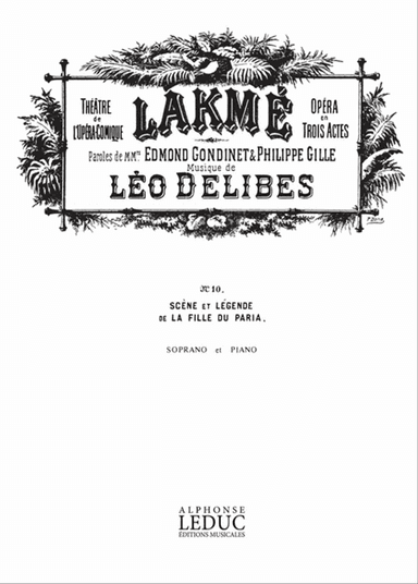 Lakme No 10 Legende Soprano Solo & Piano