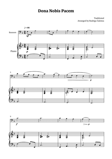 Dona Nobis Pacem - for bassoon (with piano accompaniment)