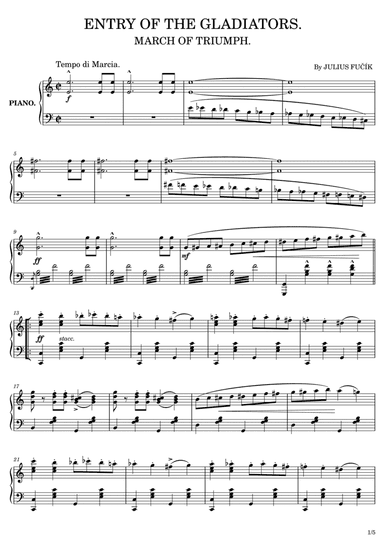 Entry of the Gladiators,Julius Fučík,Piano Solo
