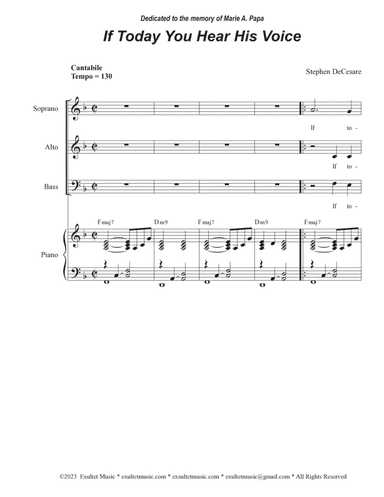 If Today You Hear His Voice (Vocal Trio - (SAB)