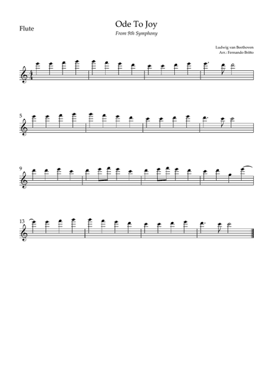 Ode To Joy (from Beethoven's 9th Symphony) for Flute Solo