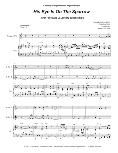 His Eye Is On The Sparrow (with "The King Of Love My Shepherd Is") (Duet for Bb-Trumpet)