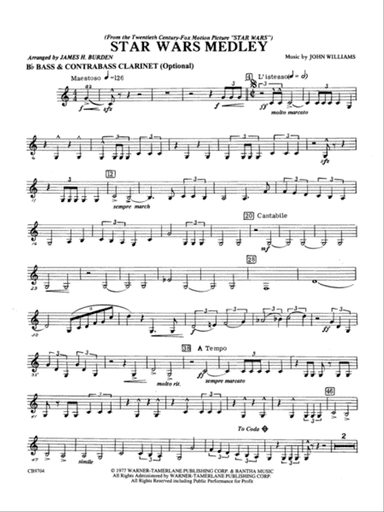Star Wars Medley: B-flat Bass Clarinet