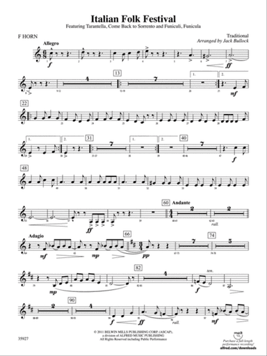 Italian Folk Festival: 1st F Horn