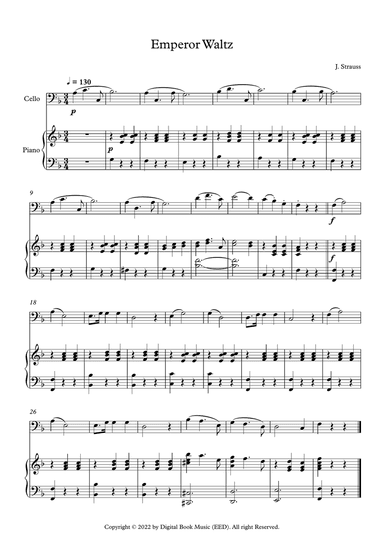 Emperor Waltz - Johann Strauss Jr. (Cello + Piano)