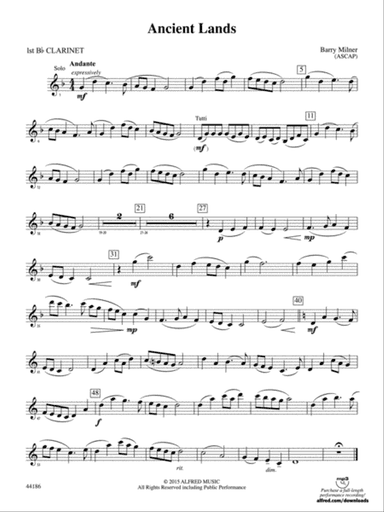 Ancient Lands: 1st B-flat Clarinet