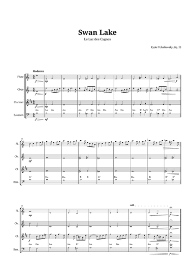 Swan Lake by Tchaikovsky for Woodwind Quartet