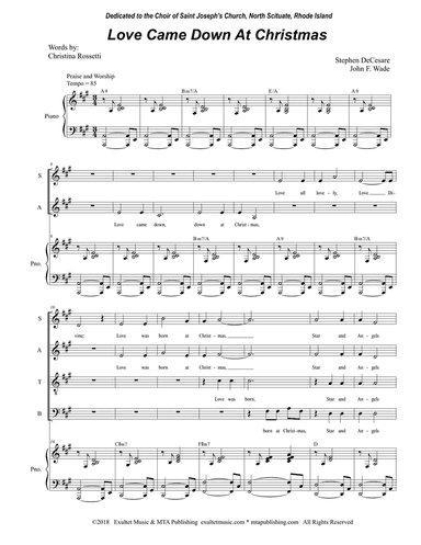 Love Came Down At Christmas (SATB)
