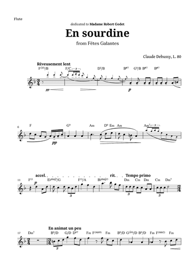 En sourdine by Debussy for Flute and Chords