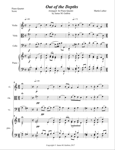 Luther: Out of the Depths for Piano Quartet