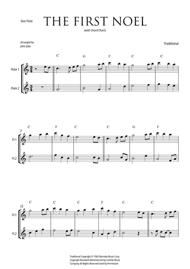 The First Noel (Flutes Duo with Chord Chart)