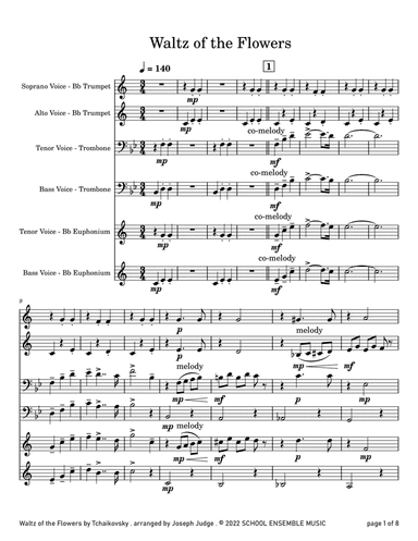 Waltz Of The Flowers by Tchaikovsky for Brass Quartet in Schools