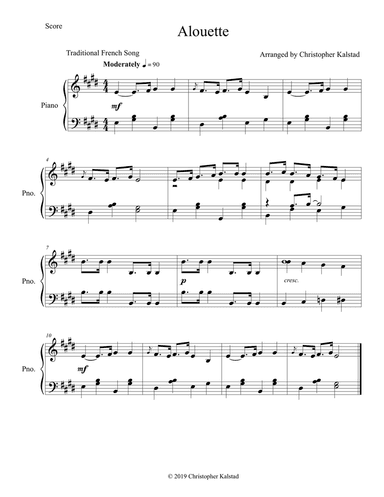 Alouette (Solo Piano)