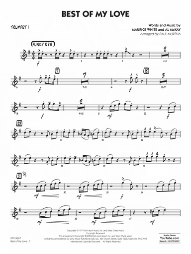Best Of My Love (arr. Paul Murtha) - Trumpet 1