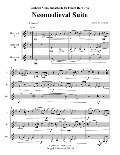 Guthrie: Neomedieval Suite for French Horn Trio