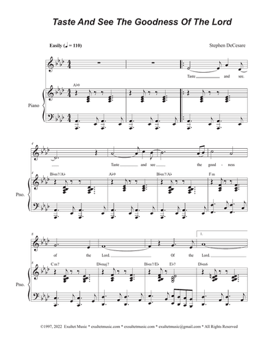 Taste And See The Goodness Of The Lord (Vocal solo)