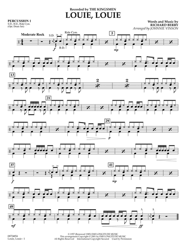 Louie, Louie (arr. Johnnie Vinson) - Percussion 1
