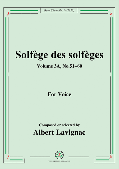 Lavignac-Solfege des solfeges,Volum 3A No.51-60,for Voice
