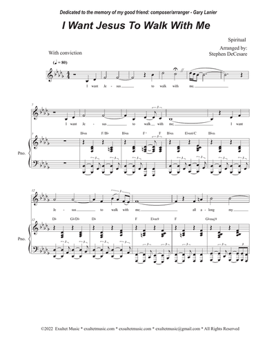 I Want Jesus To Walk With Me (Vocal solo - Medium Key)