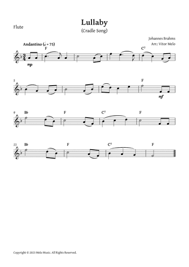 Brahms Lullaby - Solo Flute