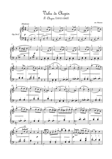 Chopin Waltz A minor easy piano