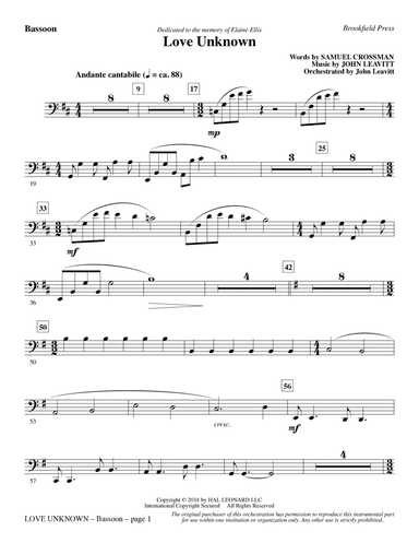 Love Unknown - Bassoon