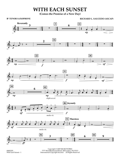 With Each Sunset (Comes the Promise of a New Day) - Bb Tenor Saxophone