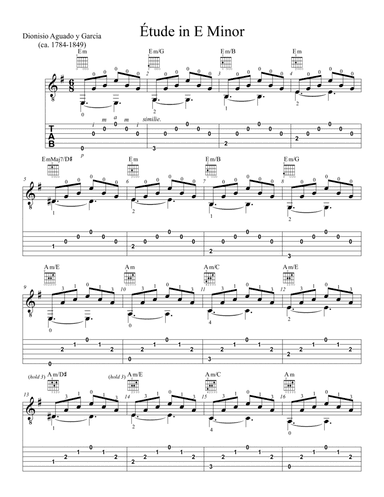 Etude in E Minor by Dionisio Aguado y García