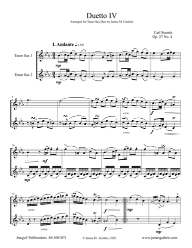 Stamitz: Duet Op. 27 No. 4 for Tenor Sax Duo