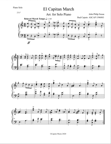 El Capitan March for Solo Piano