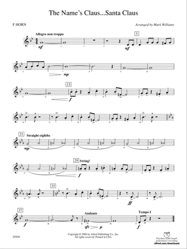 The Name's Claus ... Santa Claus: 1st F Horn