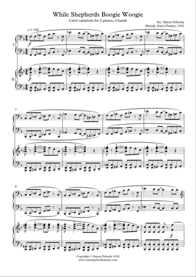 While Shepherds Boogie Woogie, Christmas Carol Variations for 2 pianos, 4 hands Arr. Simon Peberdy