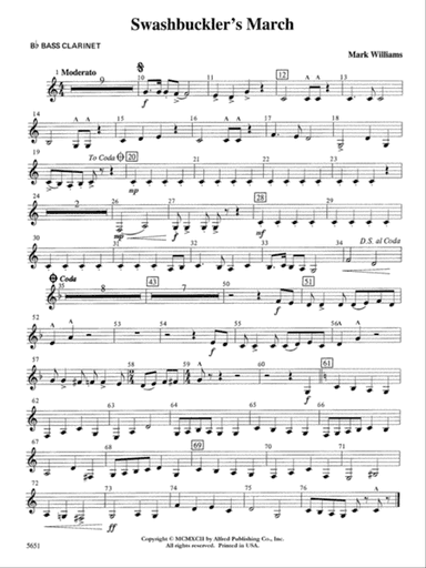 Swashbuckler's March: B-flat Bass Clarinet