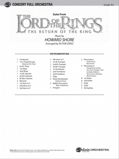 The Lord of the Rings: The Return of the King, Suite from: Score