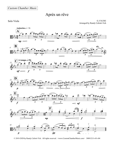 Faure Apres un Rev (After a Dream) (solo viola)