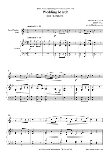 Wedding March from Lohengrin - Bass Clarinet and Piano