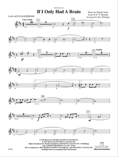 Variations on If I Only Had a Brain (from The Wizard of Oz): E-flat Alto Saxophone