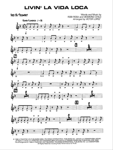 Livin' la Vida Loca: 3rd B-flat Trumpet