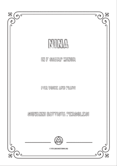 Pergolesi-Nina in f sharp minor,for Voice and Piano